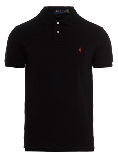 Shop Polo Ralph Lauren Logo Embroidery Polo Shirt In Black