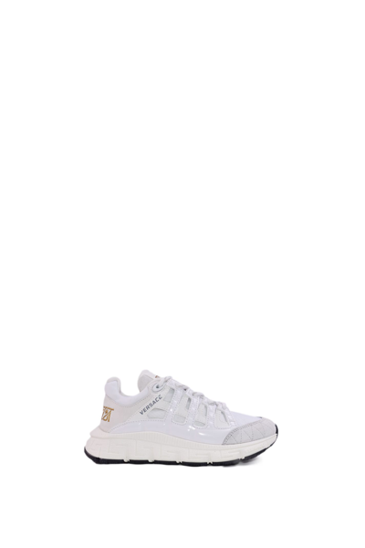 Shop Versace Trigrec Sneakers In White