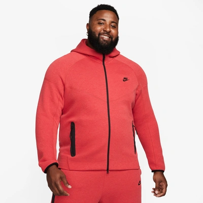 Shop Nike Mens  Tech Fleece Full-zip Hoodie In Black/red
