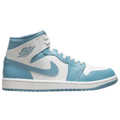 Jordan Air  1 Mid Sneakers In White/blue