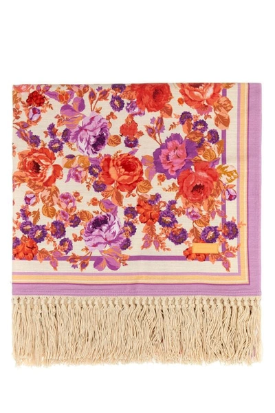 Shop Zimmermann Woman Printed Cotton Beach Towel In Multicolor