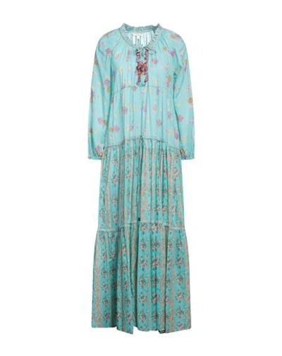 Shop Anjuna Woman Maxi Dress Turquoise Size Xs Cotton In Blue