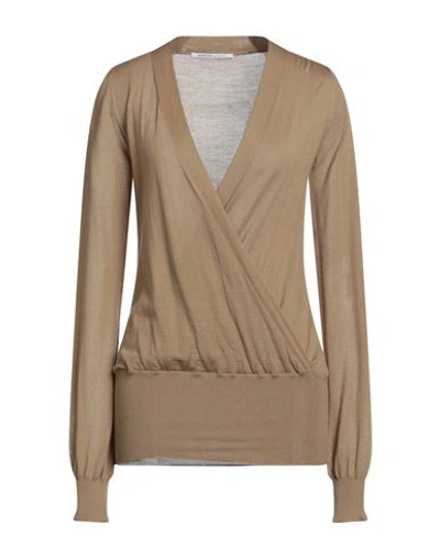 Shop Agnona Woman Sweater Camel Size M Cashmere In Beige