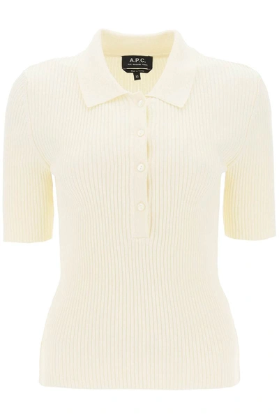 Shop Apc A.p.c. Danae Rib Knit Polo Shirt In White