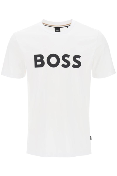 Shop Hugo Boss Boss Tiburt 354 Logo Print T-shirt In White