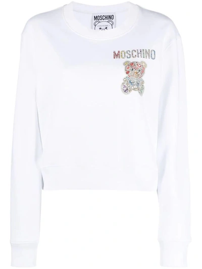 Shop Moschino Sweatshirt With Graphic Print In White