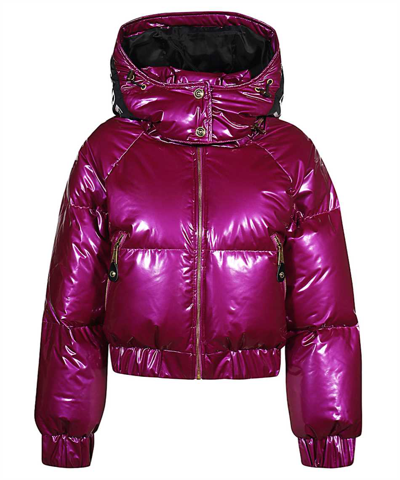 Versace Jeans Couture Plum Glossy Puffer Down Jacket - ShopStyle