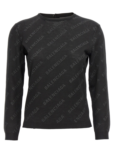 Shop Balenciaga Logo Sweater In Black