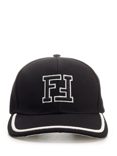 Shop Fendi Black Canvas Baseball Cap