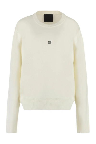 Shop Givenchy Logo Crew-neck Sweater In Panna