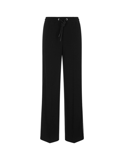 Shop Moncler Black Satin Sports Trousers In Nero