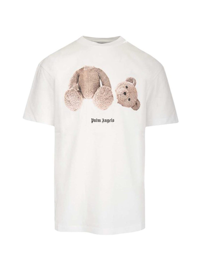 Shop Palm Angels Pa Bear Classic Tee In White Brown