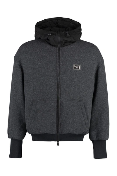 Shop Dolce & Gabbana Jersey Full-zip Jacket In Grey