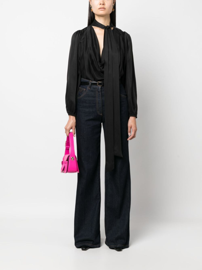 Zimmermann Billow Long-sleeved Silk Blouse In 黑色