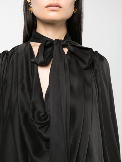 Shop Zimmermann Pussy Bow Long-sleeve Silk Blouse In 黑色