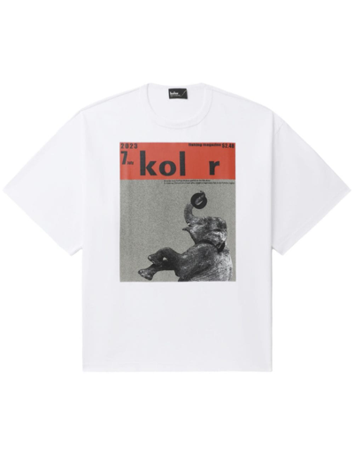 Shop Kolor Graphic-print Cotton T-shirt In White