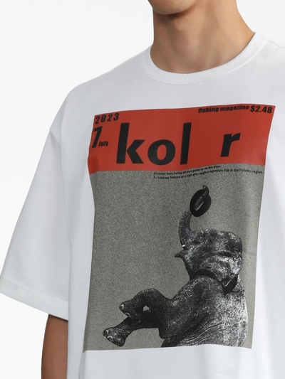 Shop Kolor Graphic-print Cotton T-shirt In White