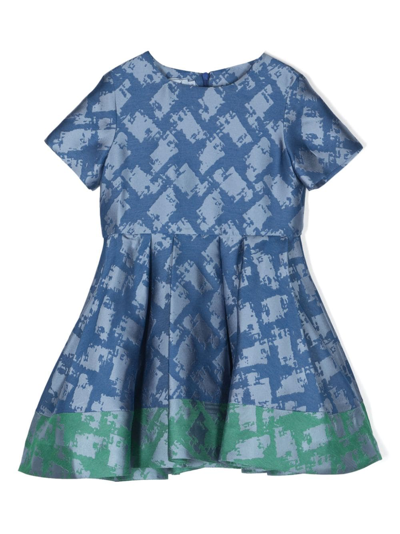 Shop Mi Mi Sol Abstract-pattern Midi Dress In 蓝色