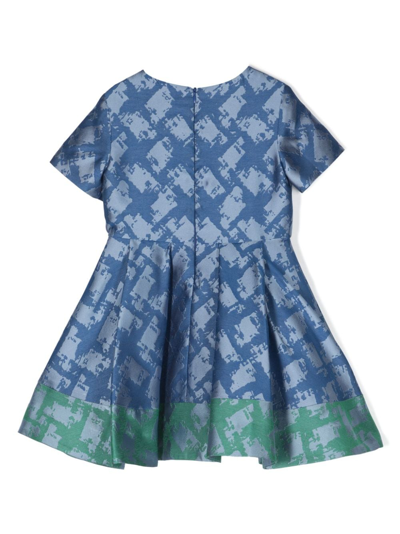 Shop Mi Mi Sol Abstract-pattern Midi Dress In 蓝色