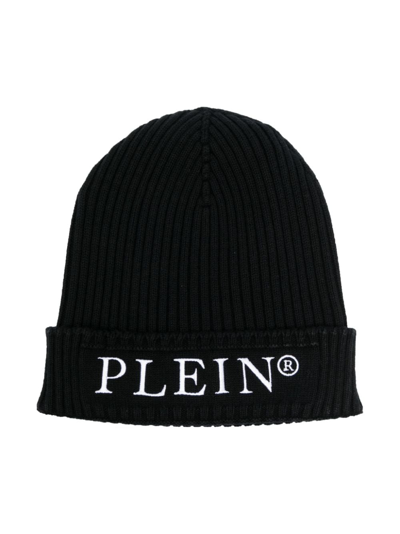 LOGO-EMBROIDERED RIBBED-KNIT BEANIE