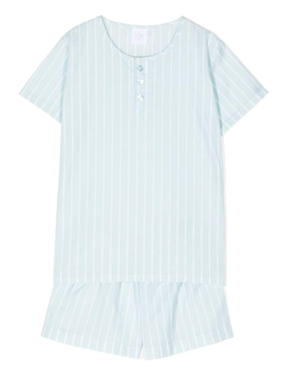 Shop Amiki Harry Striped Pajama Set In Blue