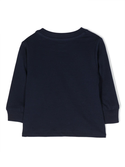 Shop Ralph Lauren Polo Bear-print Cotton Sweatshirt In Blue