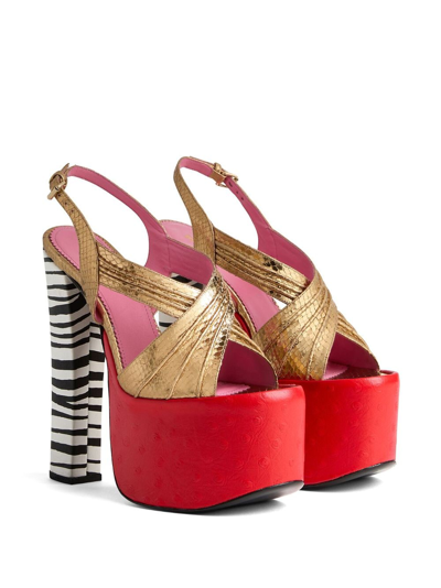Shop Dsquared2 Colour-block Platform Sandals In Gold