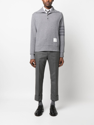 Thom Browne Stripe-detail Knit Jumper In Grey