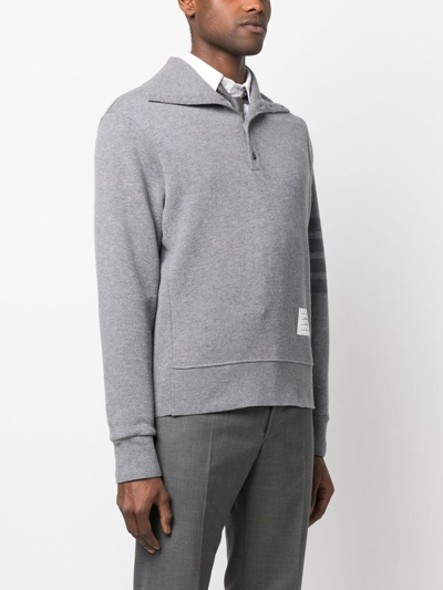 Shop Thom Browne Stripe-detail Knit Jumper In Grey