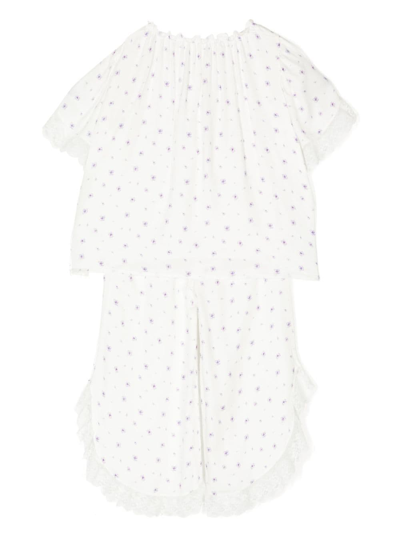 Shop Amiki Milana Floral-print Pyjama Set In White