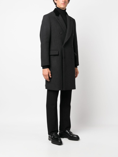 Shop Fursac Double-breasted Wool Coat In Black