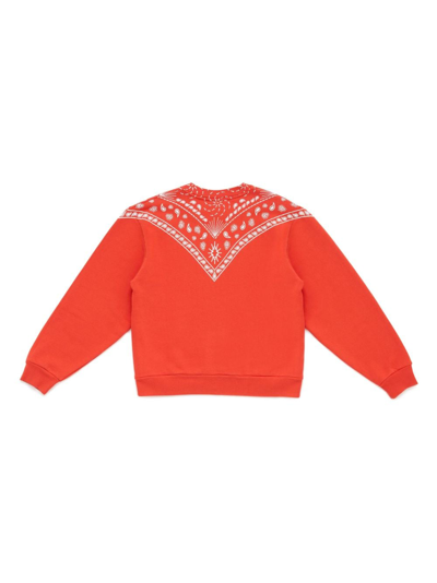 Shop Marcelo Burlon County Of Milan Bandana-print Cotton Sweatshirt In Orange