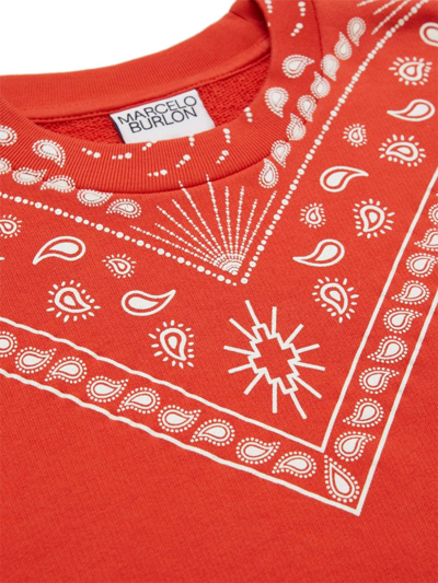 Shop Marcelo Burlon County Of Milan Bandana-print Cotton Sweatshirt In Orange