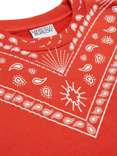 Marcelo Burlon County Of Milan Bandana-print Cotton Sweatshirt In Orange
