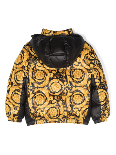 Shop Versace Barocco Kids-print Puffer Jacket In Black