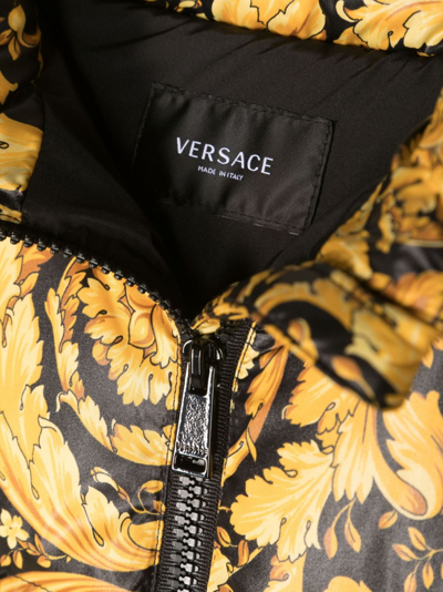 Shop Versace Barocco Kids-print Puffer Jacket In Black