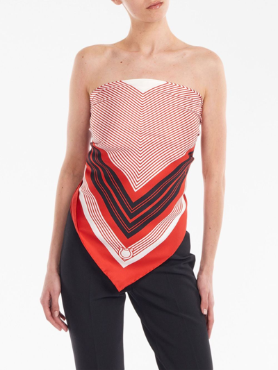 Shop Ferragamo Geometric-print Silk Scarf In Red