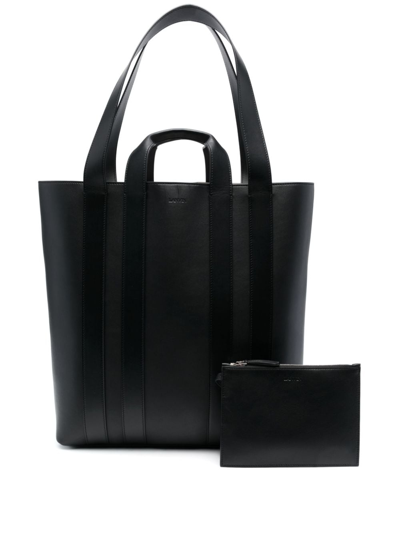 Shop Lanvin Ballade North South Leather Tote Bag In Black