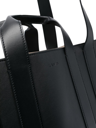 Shop Lanvin Ballade North South Leather Tote Bag In Black