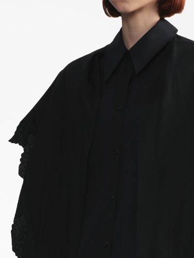 Shop Simone Rocha Scarf-collar Scalloped Shirt In Black