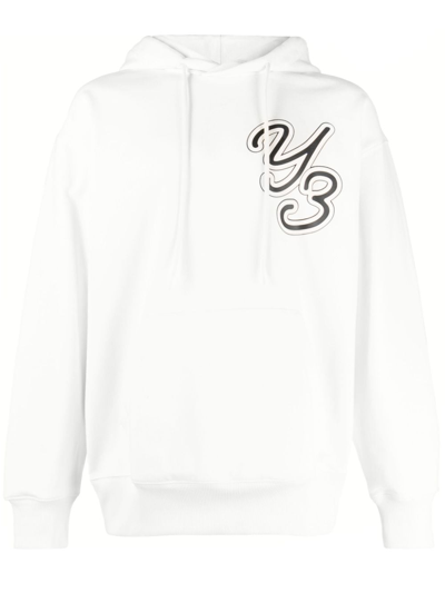 Shop Y-3 Logo-print Organic Cotton Hoodie In White