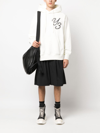 Shop Y-3 Logo-print Organic Cotton Hoodie In White