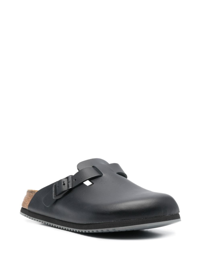 Birkenstock Boston Buckle-embellished Slippers In Black