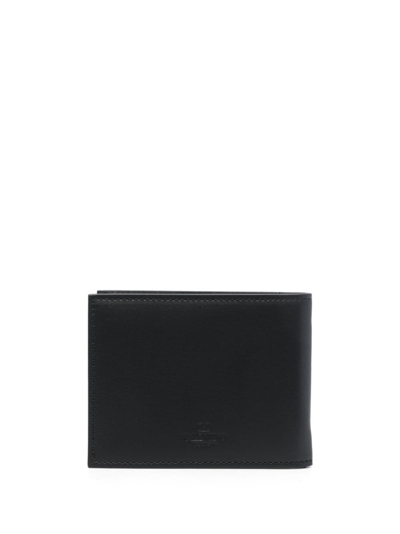 Shop Valentino Vltn-print Folded Leather Wallet In Black
