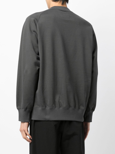 Shop Sacai S Logo-plaque Cotton Sweatshirt In Grey