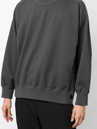 Shop Sacai S Logo-plaque Cotton Sweatshirt In Grey