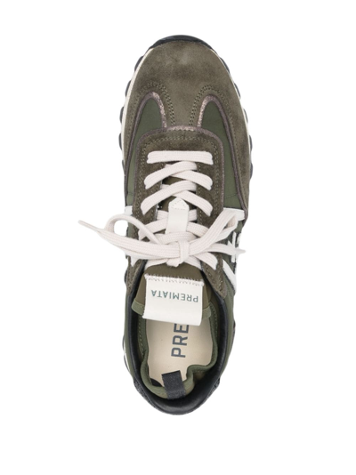 Premiata John Low Logo-patch Sneakers In Green