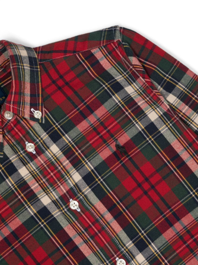 Polo Ralph Lauren Boys Red & Green Cotton Tartan Shirt In Red