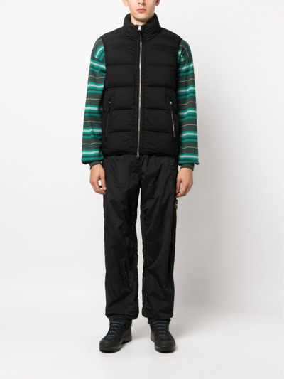Shop Stone Island Zip-up Padded Gilet In Black