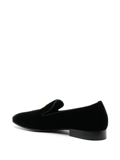 Roberto Cavalli Logo-embroidered Velvet Loafers In 05051